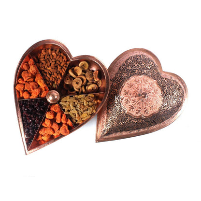 Kandkaer Heart Shaped Copper Dry fruit Bowl | Hand Engraved