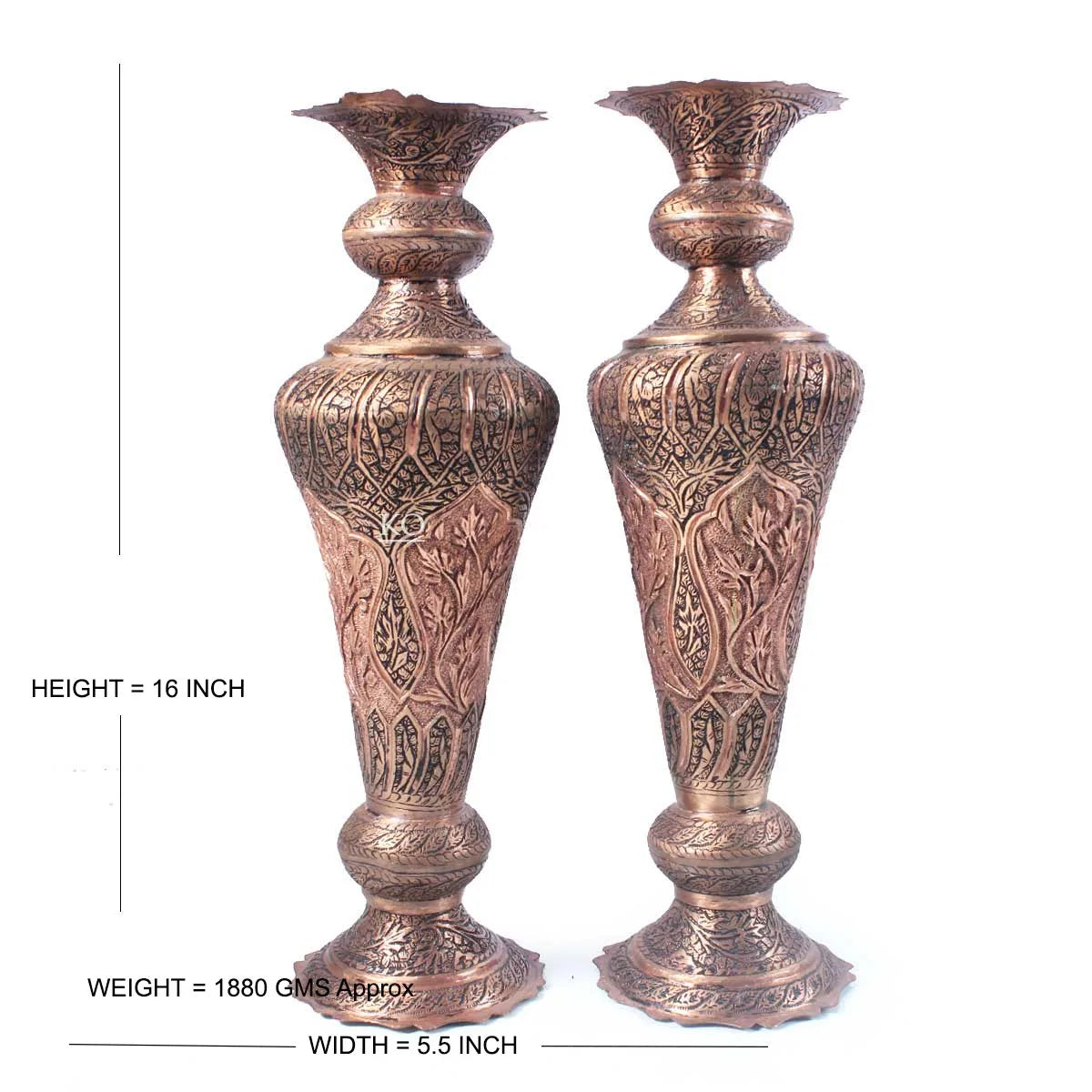 Kandkaer Copper Flower Vase | Set of 2 | Hand Engraved