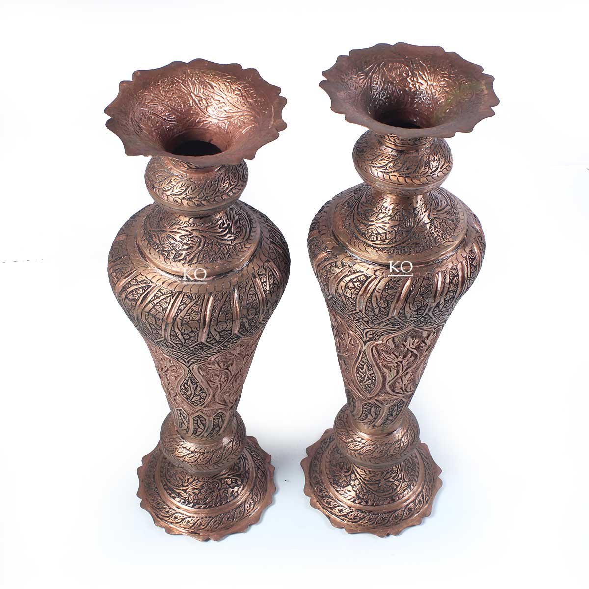 Kandkaer Copper Flower Vase | Set of 2 | Hand Engraved