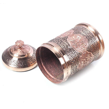 Kandkaer Copper Masala Box | Set of 6 | Hand Engraved