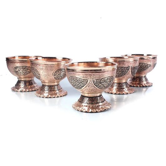 Kandkaer Copper Ice Creme Bowl |Set of 6  | Hand Engraved