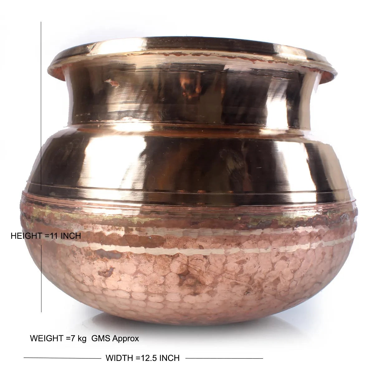 Gold hued Copper Deecha| Copper Pot | Big Size