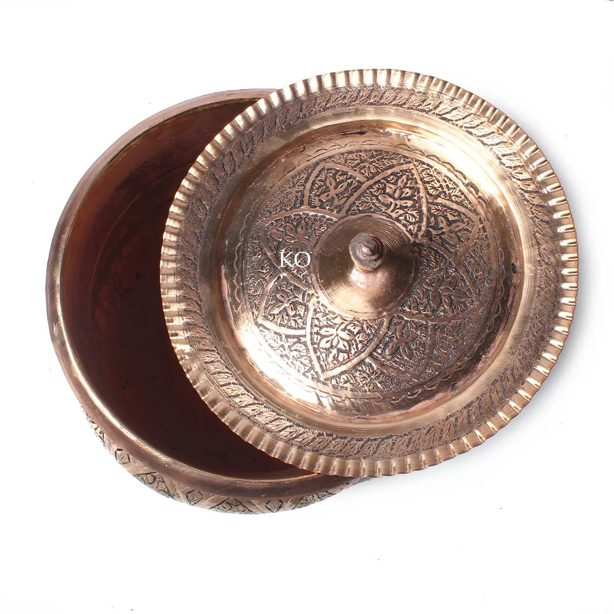 Kandkaer Copper Handi With Lid | Single Piece | Hand Engraved