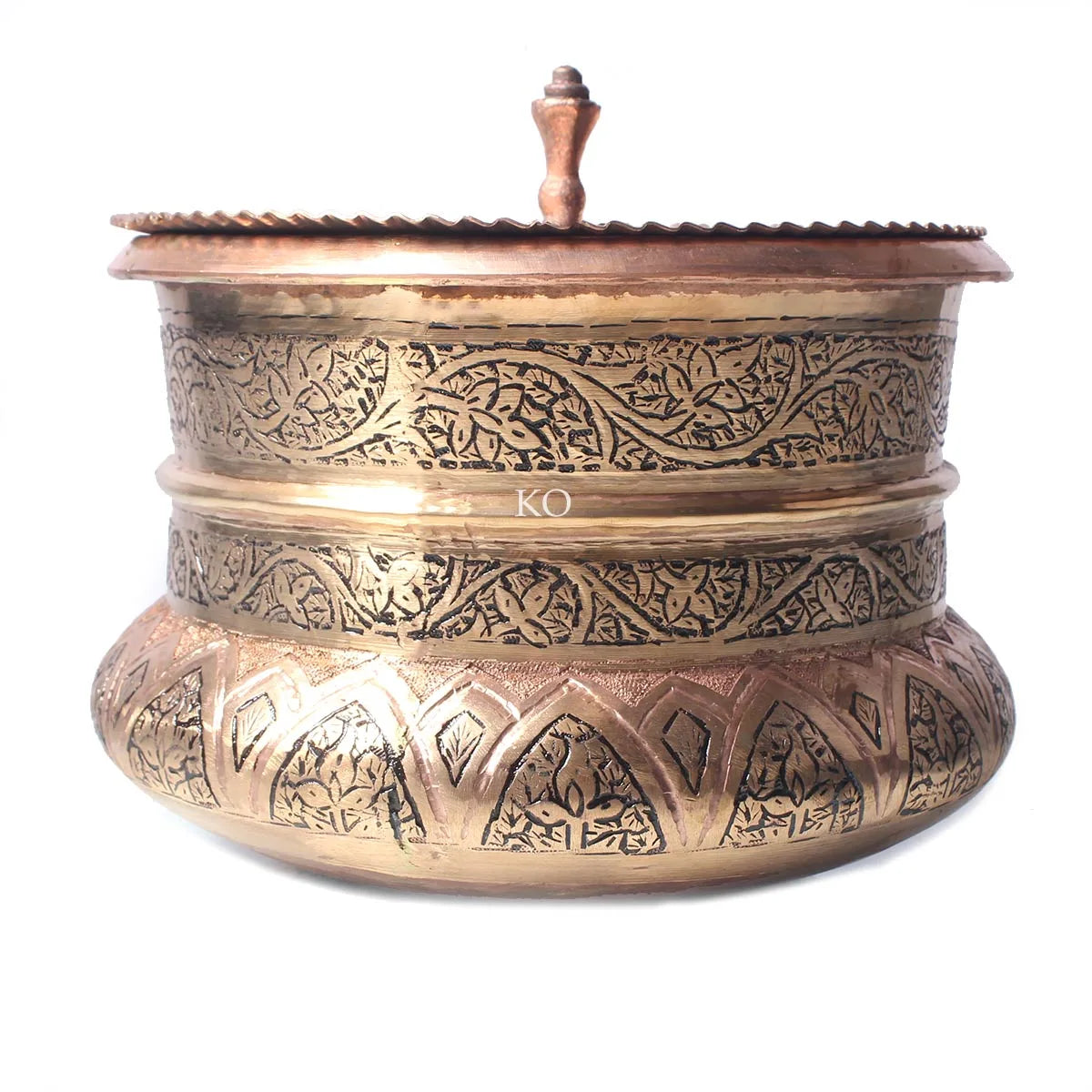 Kandkaer Copper Handi With Lid | Single Piece | Hand Engraved