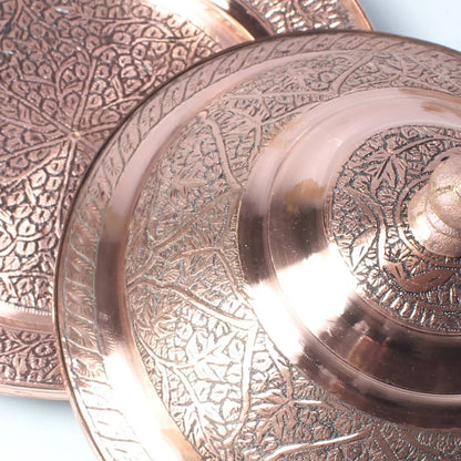 Knadkaer Copper Plate With LId | Hand Engraved