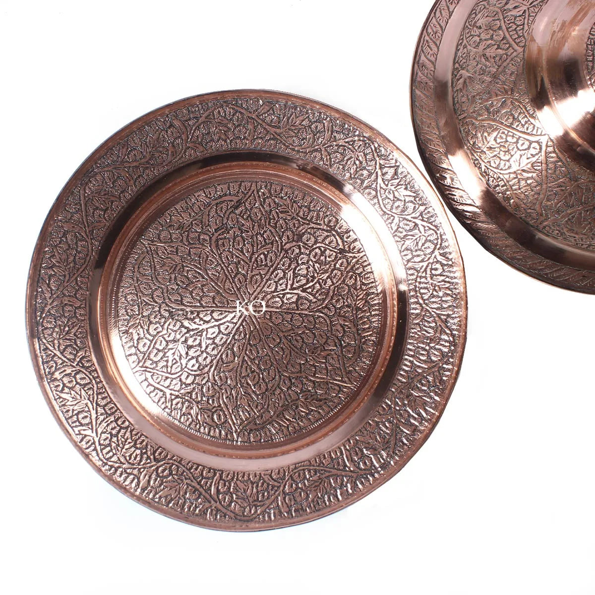 Knadkaer Copper Plate With LId | Hand Engraved