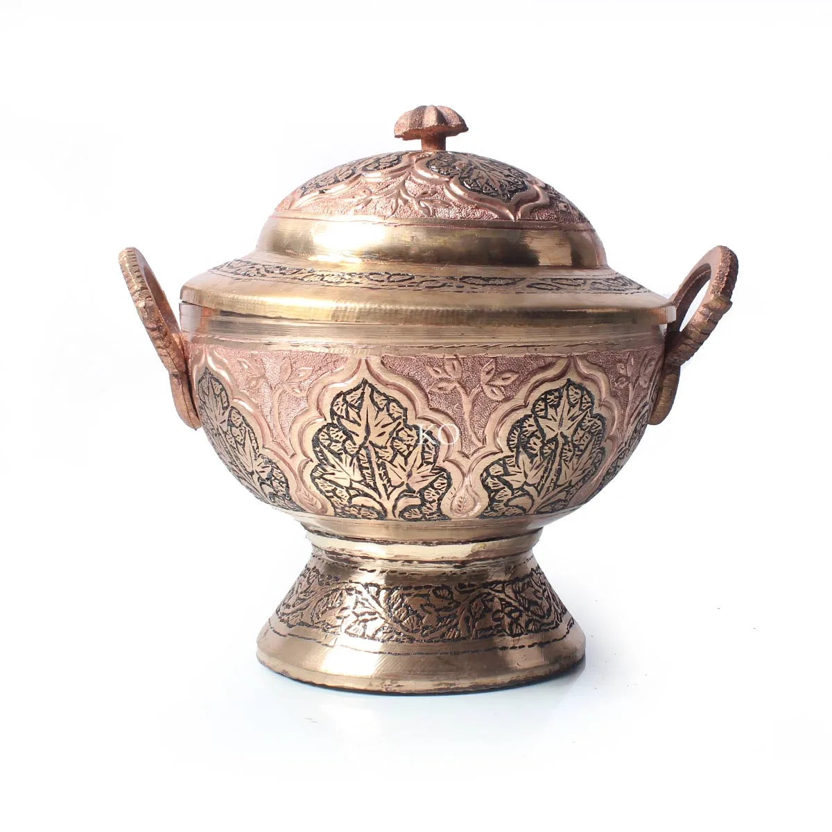 Kandkaer Copper Bowl With Lid | Intricate Design | Hand engraved | Big size