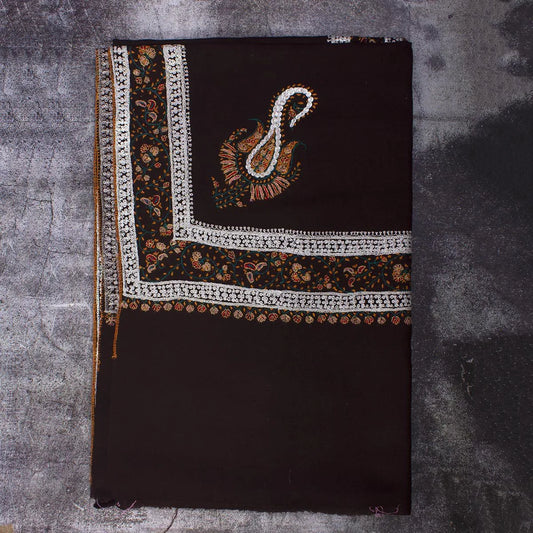 Brown Tilla & Sozni Embroidered Toosha Shawl