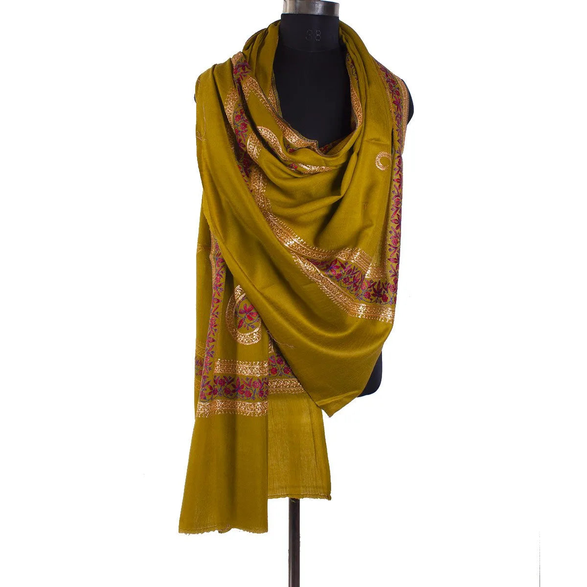 Mustard Paisley Tilla & Sozni Embroidered Toosha Shawl