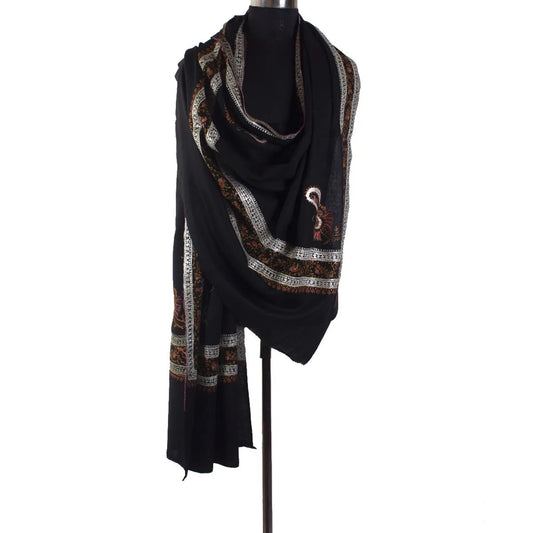 Black Tilla & Sozni Embroidered Toosha Shawl