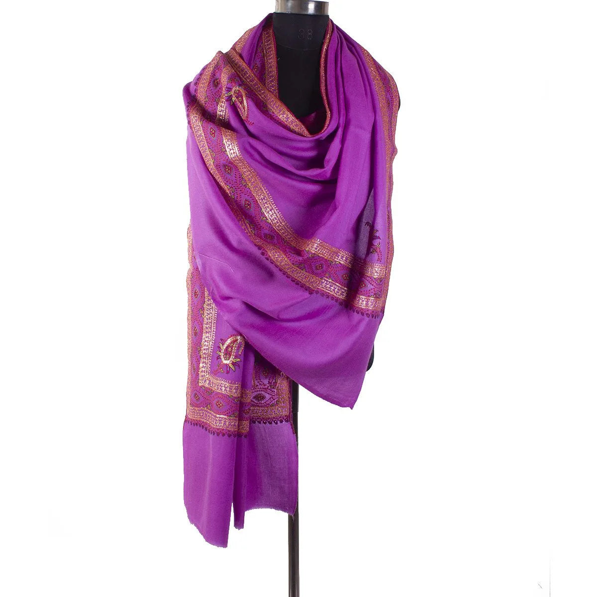 Purple Tilla & Sozni Embroidered Toosha Shawl