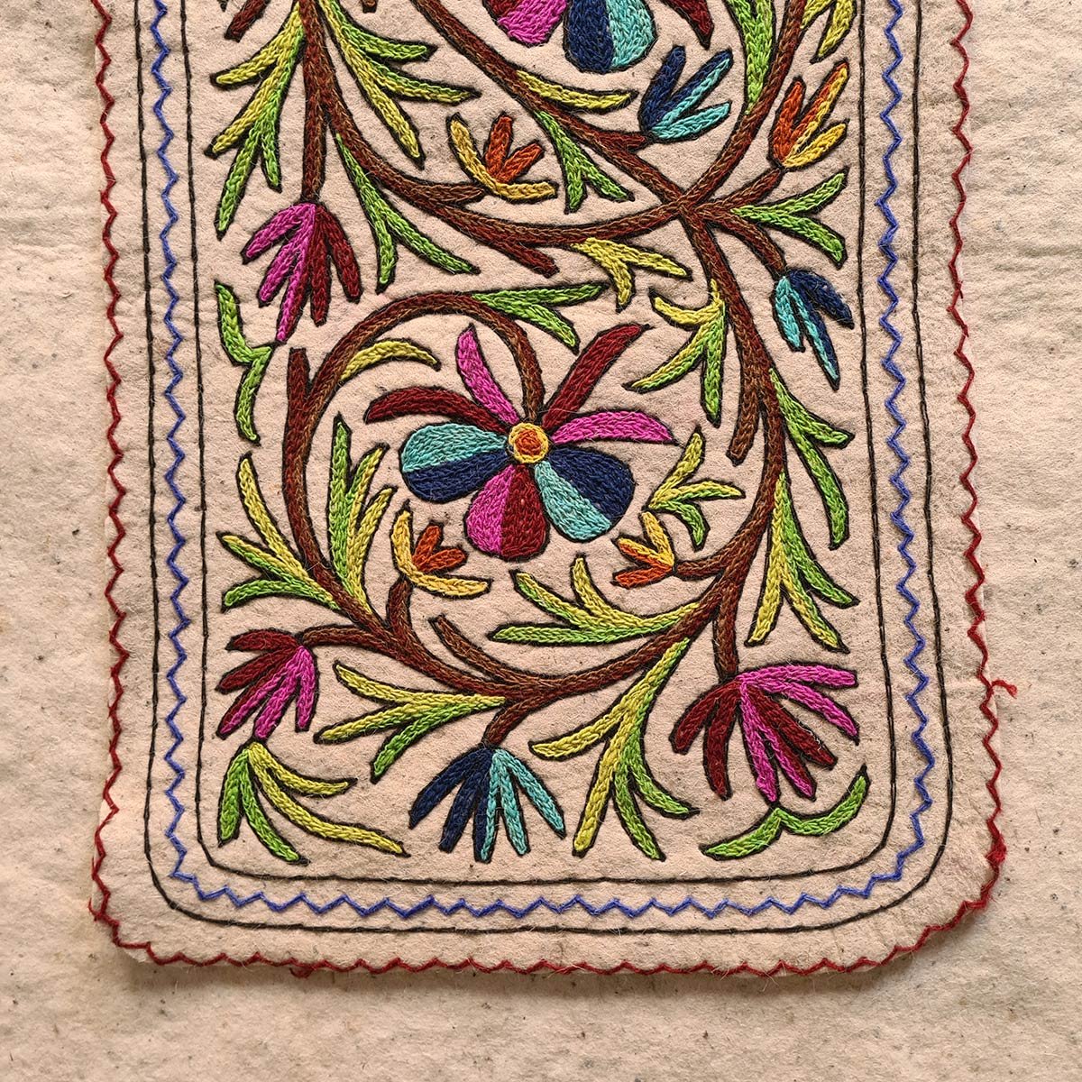 FLORAL DESIGN HANDMADE AARI EMBROIDERED NAMDA 2X3 FT