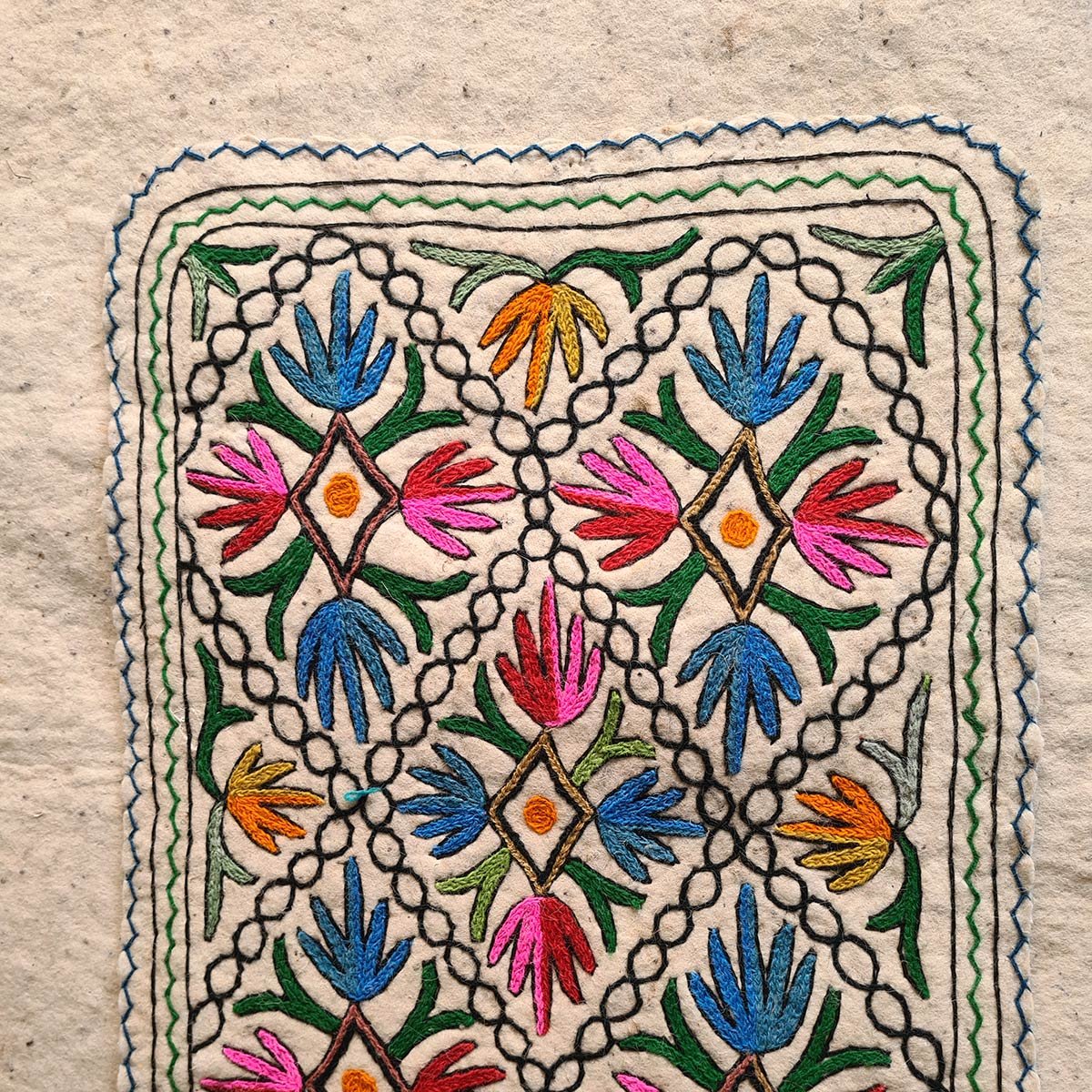 ABSTRACT DESIGN HANDMADE AARI EMBROIDERED NAMDA 2X3 FT