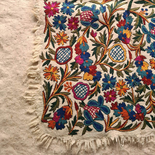 SUNFLOWER DESIGN HANDMADE DOUBLE AARI EMBROIDERED NAMDA 6X4 FT