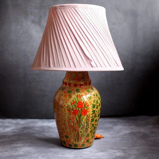 Floral design Paper Mache Table Lamp | Kashmiri Paper Mache 14 x 7 INCHES