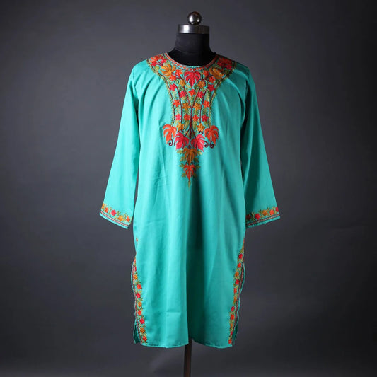 Turquoise Embroidered Kurti