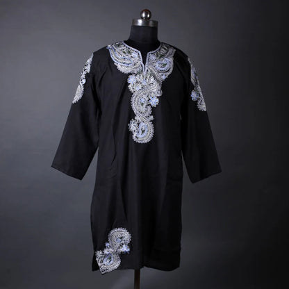 Black Aari and Zari Embroidered Kurti