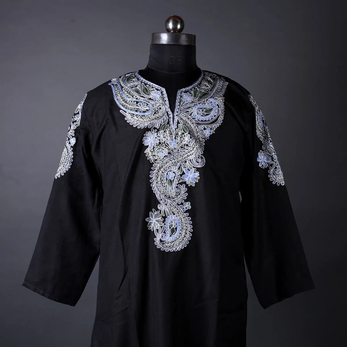 Black Aari and Zari Embroidered Kurti