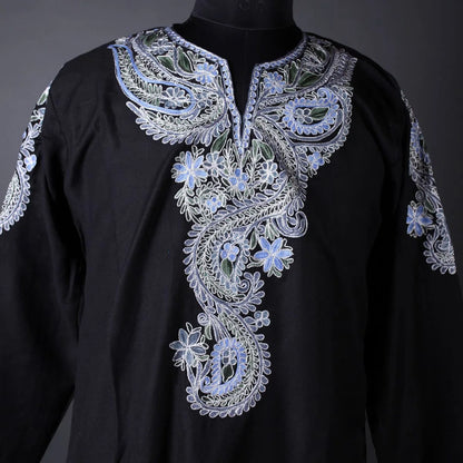 Black Aari and Zari Embroidered Kurti