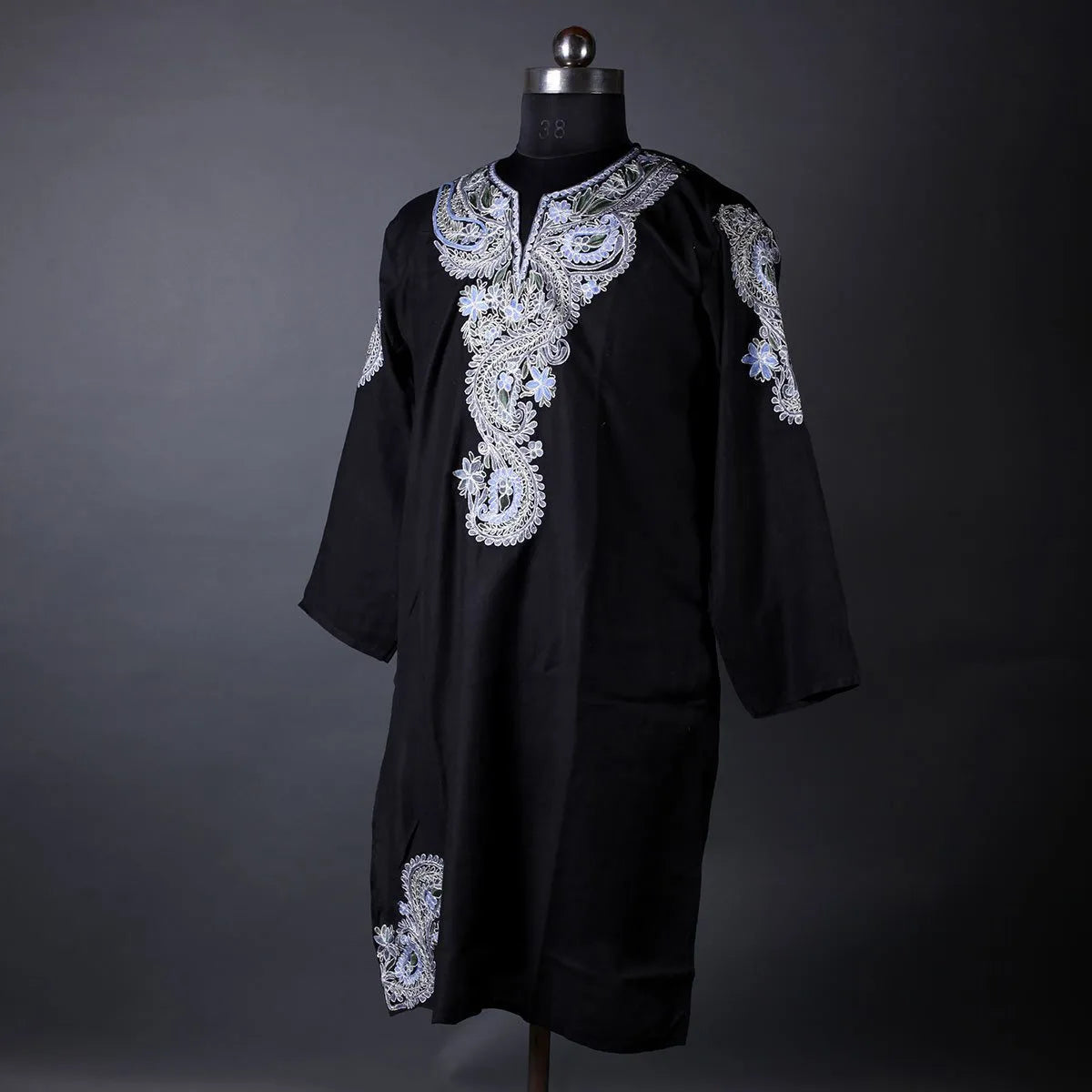 Black Aari and Zari Embroidered Kurti