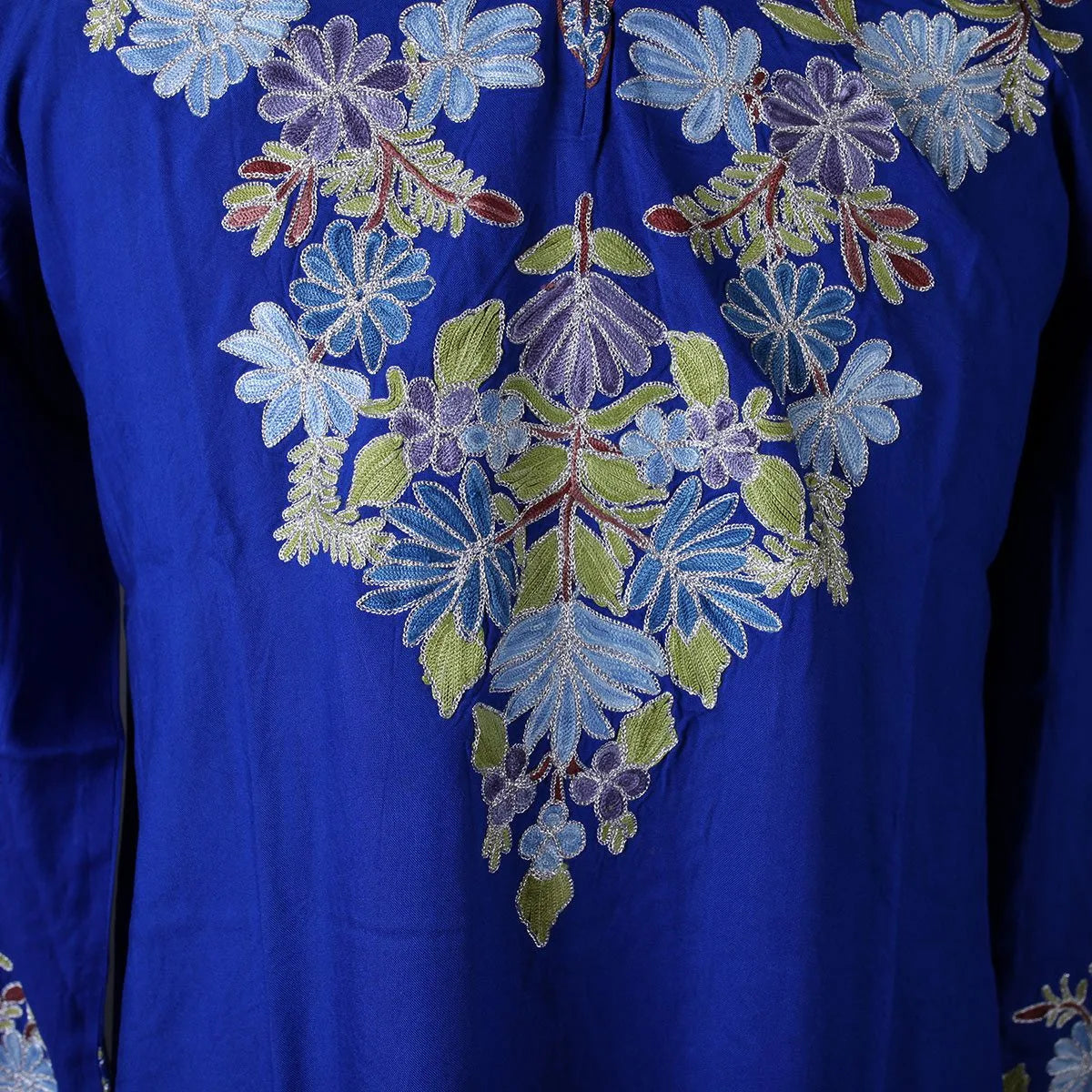 Cobalt Blue Aari And Zari Embroidered Kurti