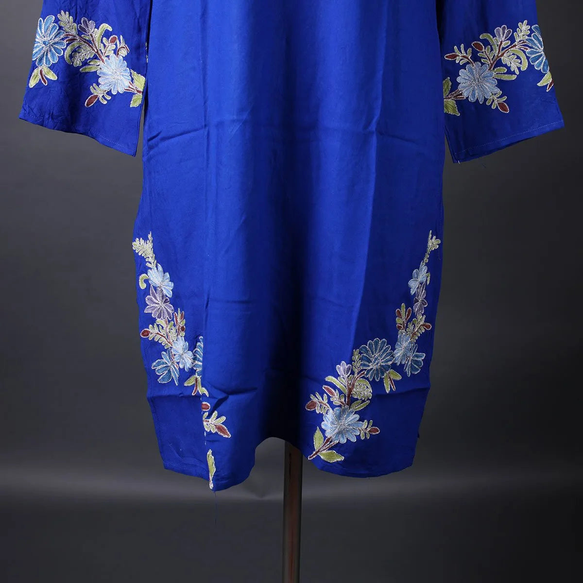 Cobalt Blue Aari And Zari Embroidered Kurti