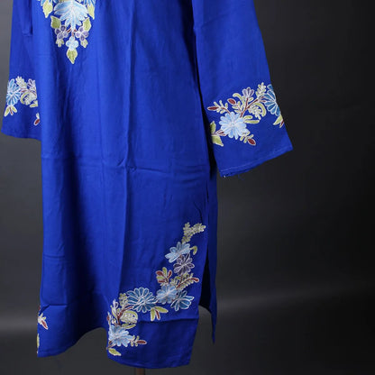 Cobalt Blue Aari And Zari Embroidered Kurti