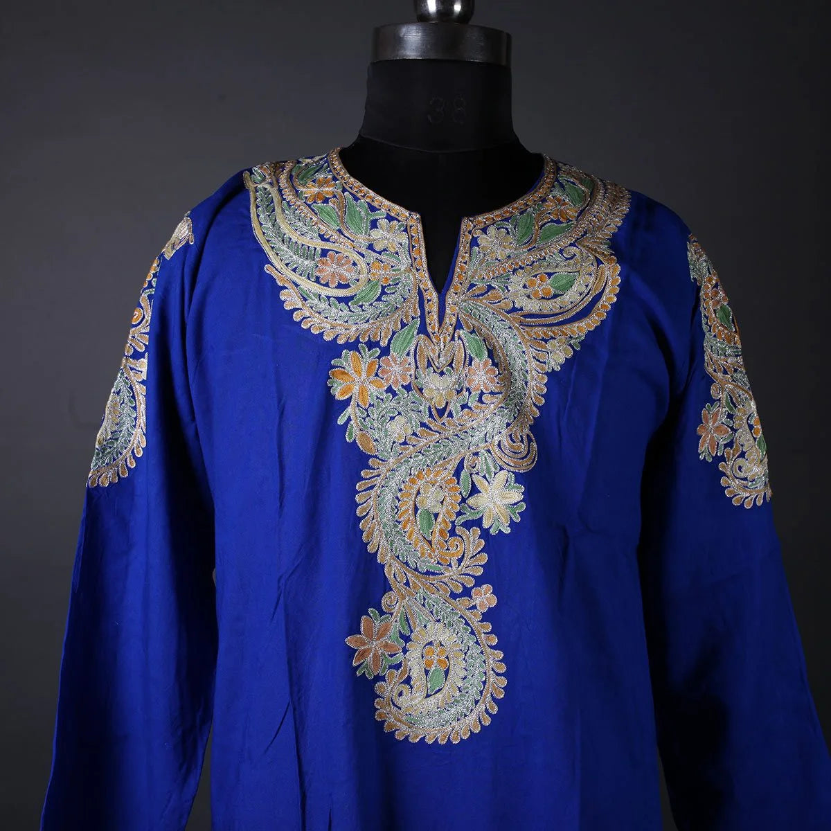 Blue Aari And Zari Embroidered Kurti