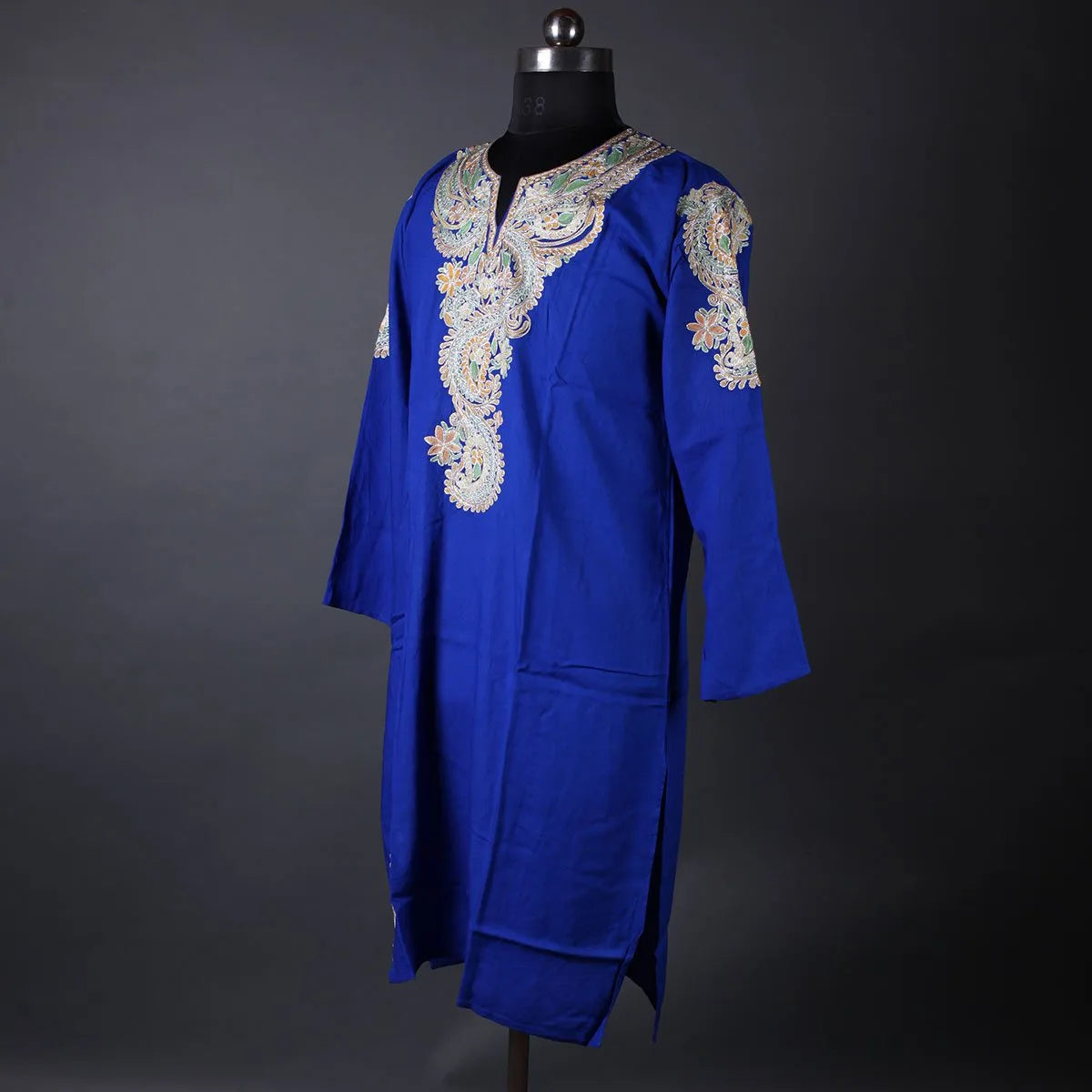 Blue Aari And Zari Embroidered Kurti