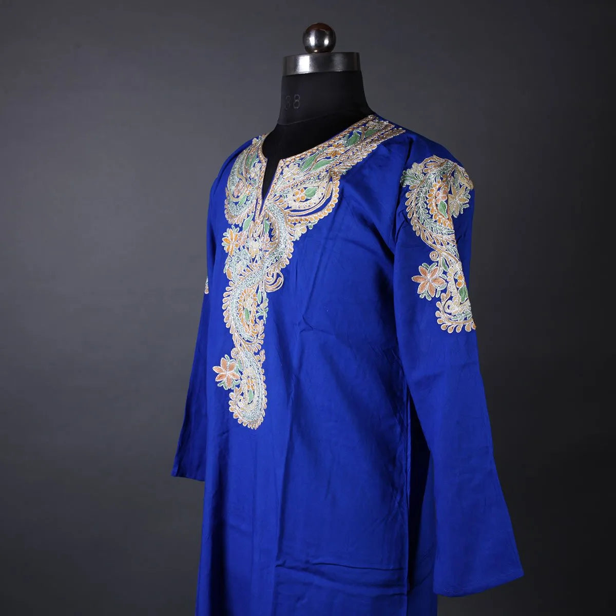 Blue Aari And Zari Embroidered Kurti