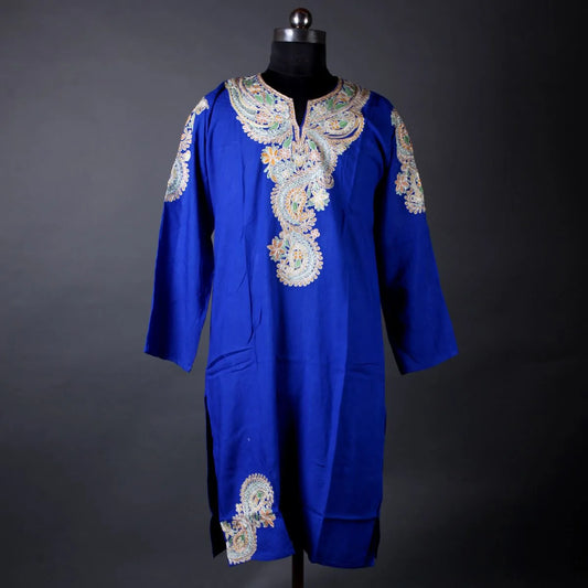 Blue Aari And Zari Embroidered Kurti