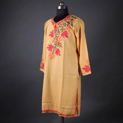 Skin Tone Chinar Design Aari Embroidered Kurti