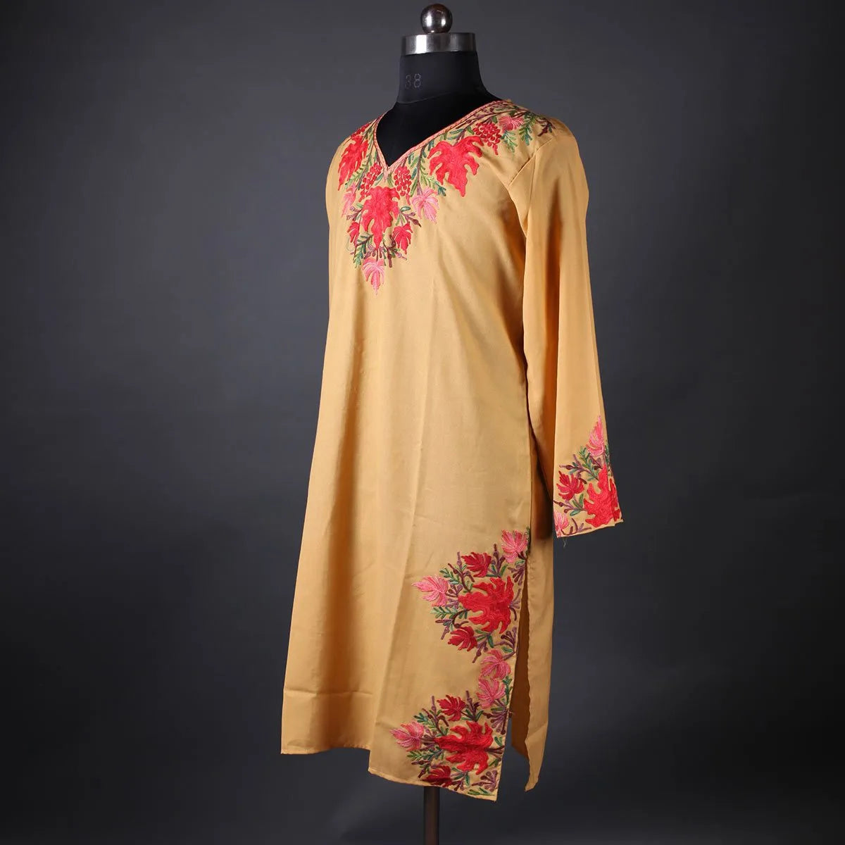 Skin Tone Chinar Design Aari Embroidered Kurti