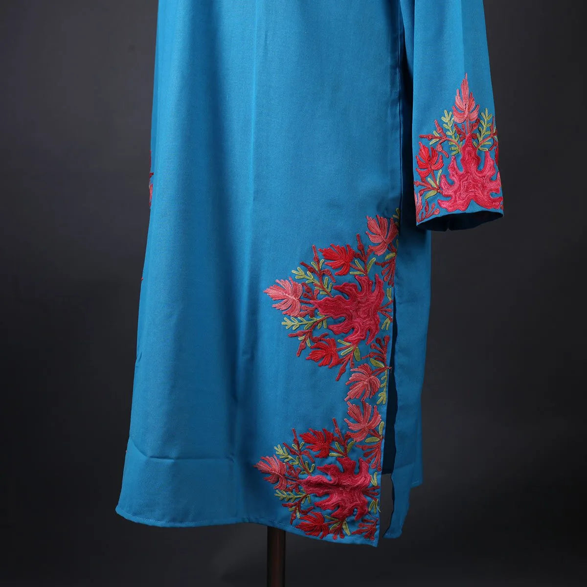 Light Blue Chinar Floral Design Embroidered Kurti