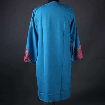 Light Blue Chinar Floral Design Embroidered Kurti