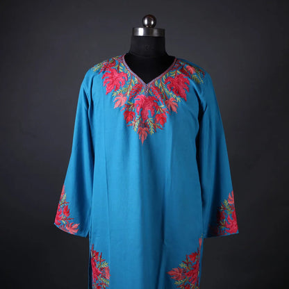 Light Blue Chinar Floral Design Embroidered Kurti