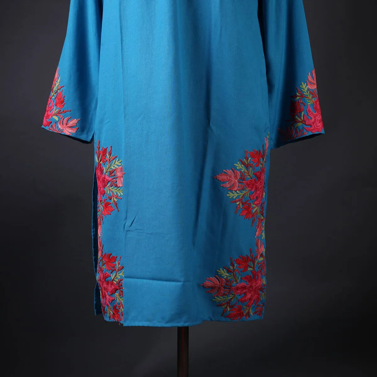 Light Blue Chinar Floral Design Embroidered Kurti