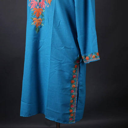 Light Blue Floral Design Embroidered Kurti