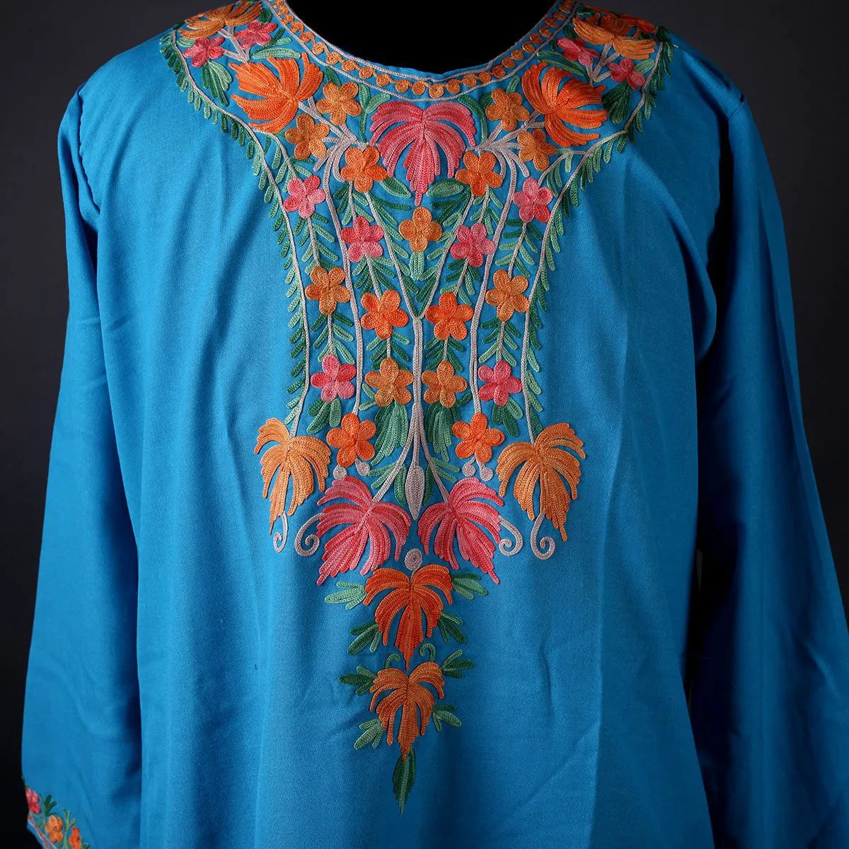 Light Blue Floral Design Embroidered Kurti