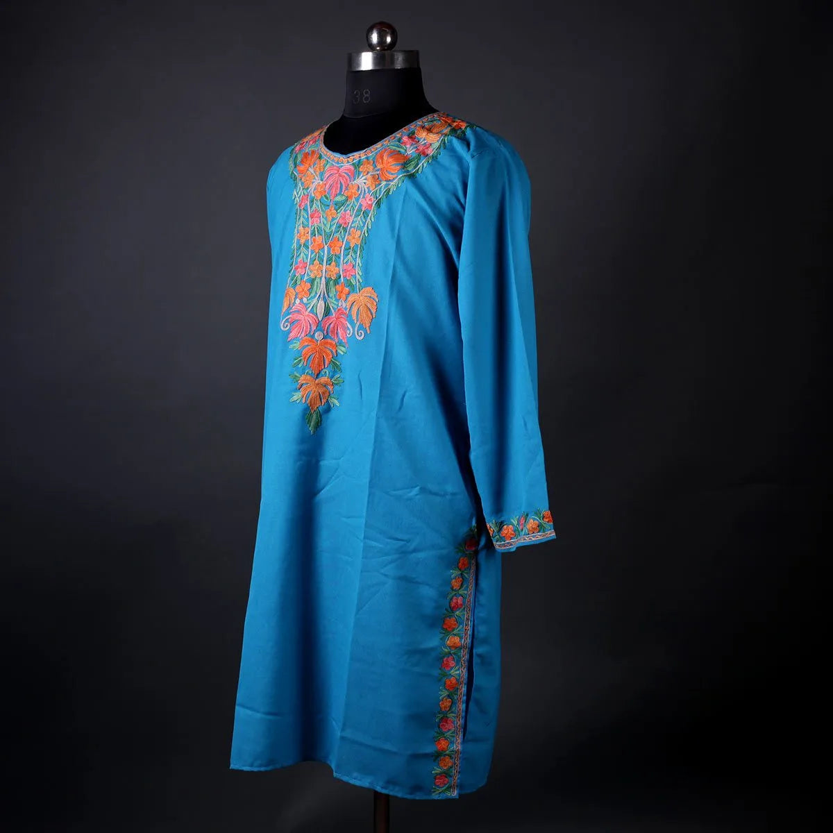 Light Blue Floral Design Embroidered Kurti