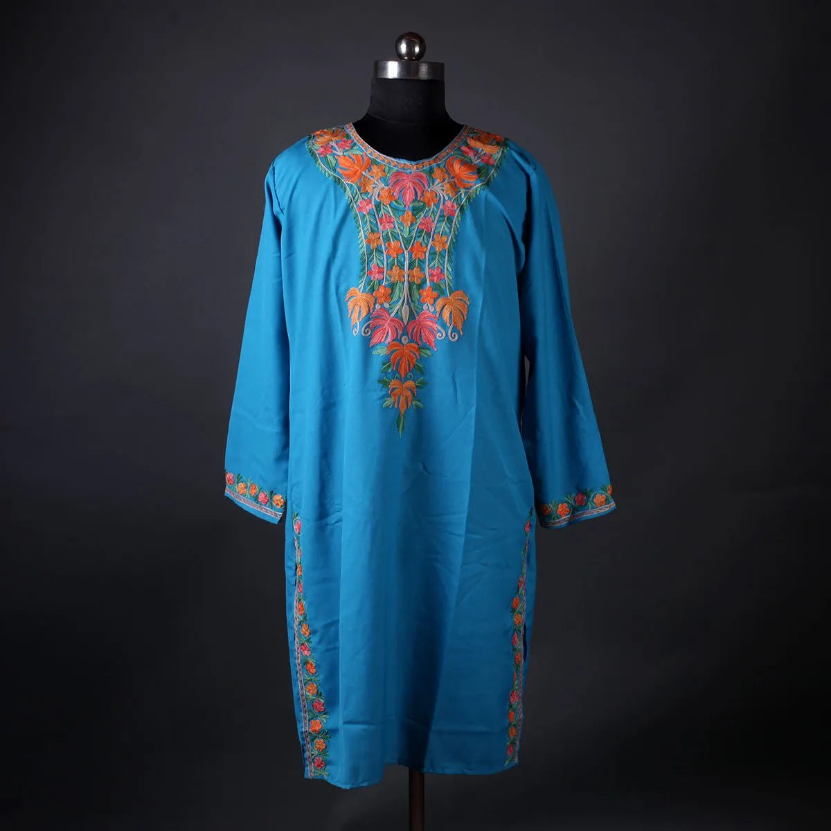 Light Blue Floral Design Embroidered Kurti