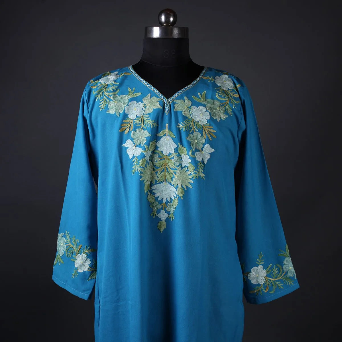 Light Blue Floral Design Embroidered Kurti