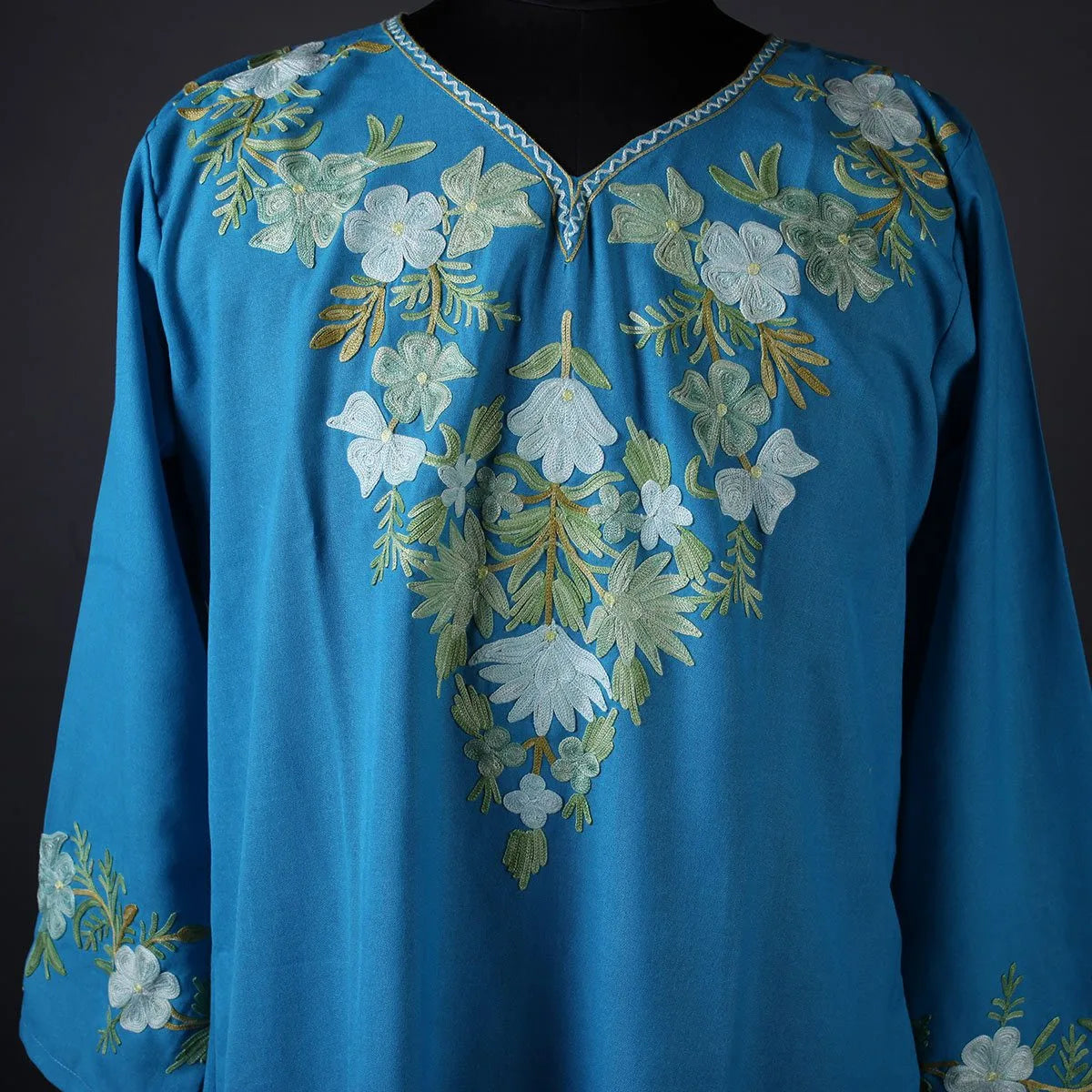 Light Blue Floral Design Embroidered Kurti