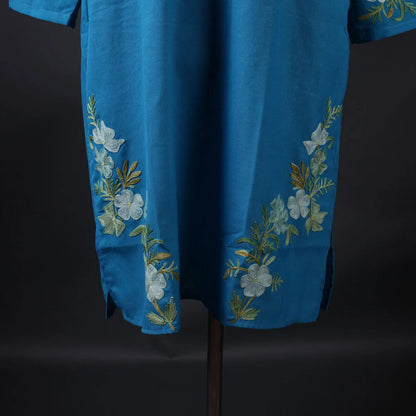 Light Blue Floral Design Embroidered Kurti