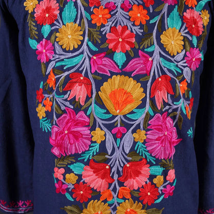 Blue Floral Embroidered Kurti