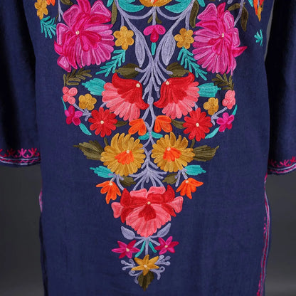 Blue Floral Embroidered Kurti