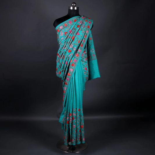 Ferozi Aari Embroidered Silk Saree