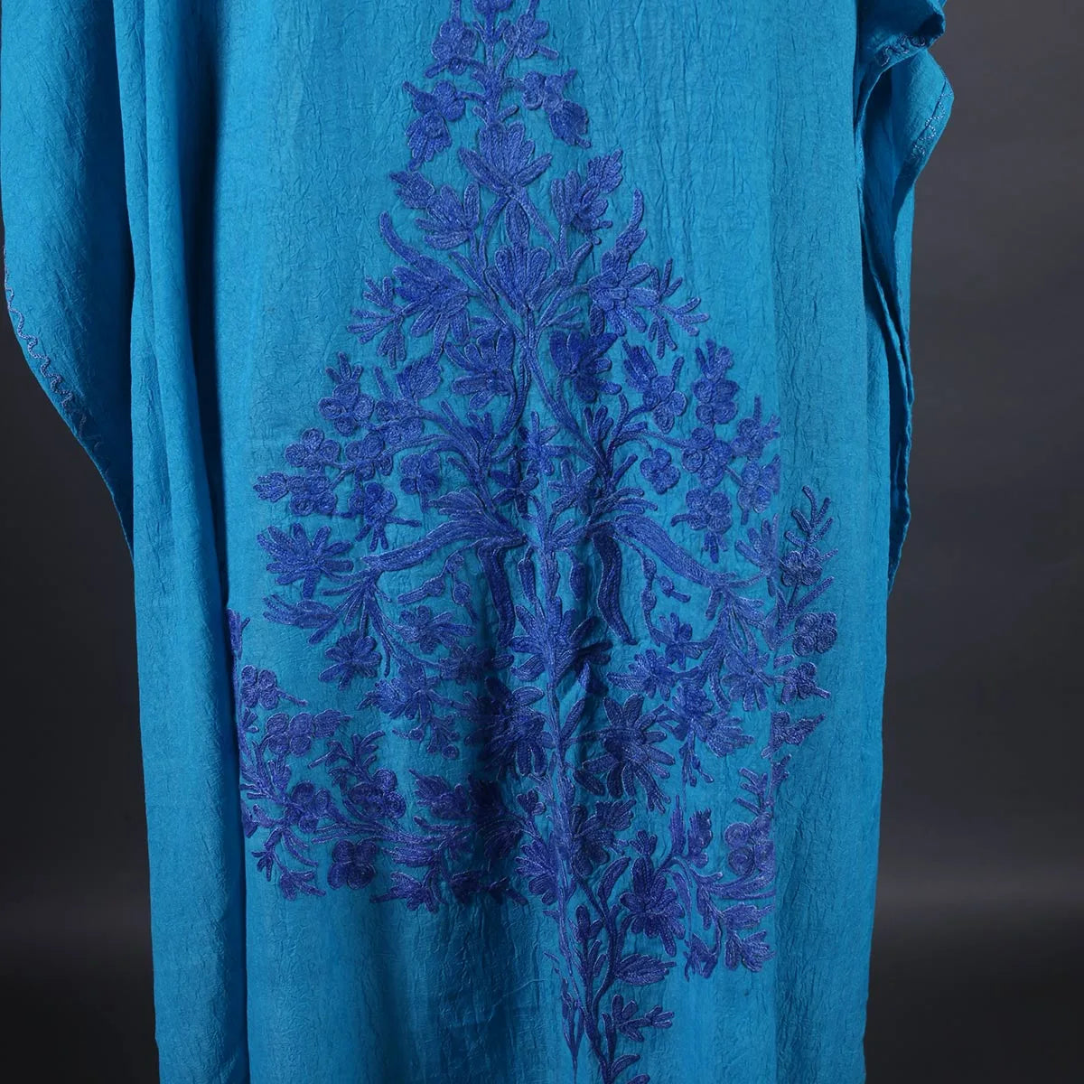 Aegean Blue Floral Deisgn Aari Embroidered Kaftan