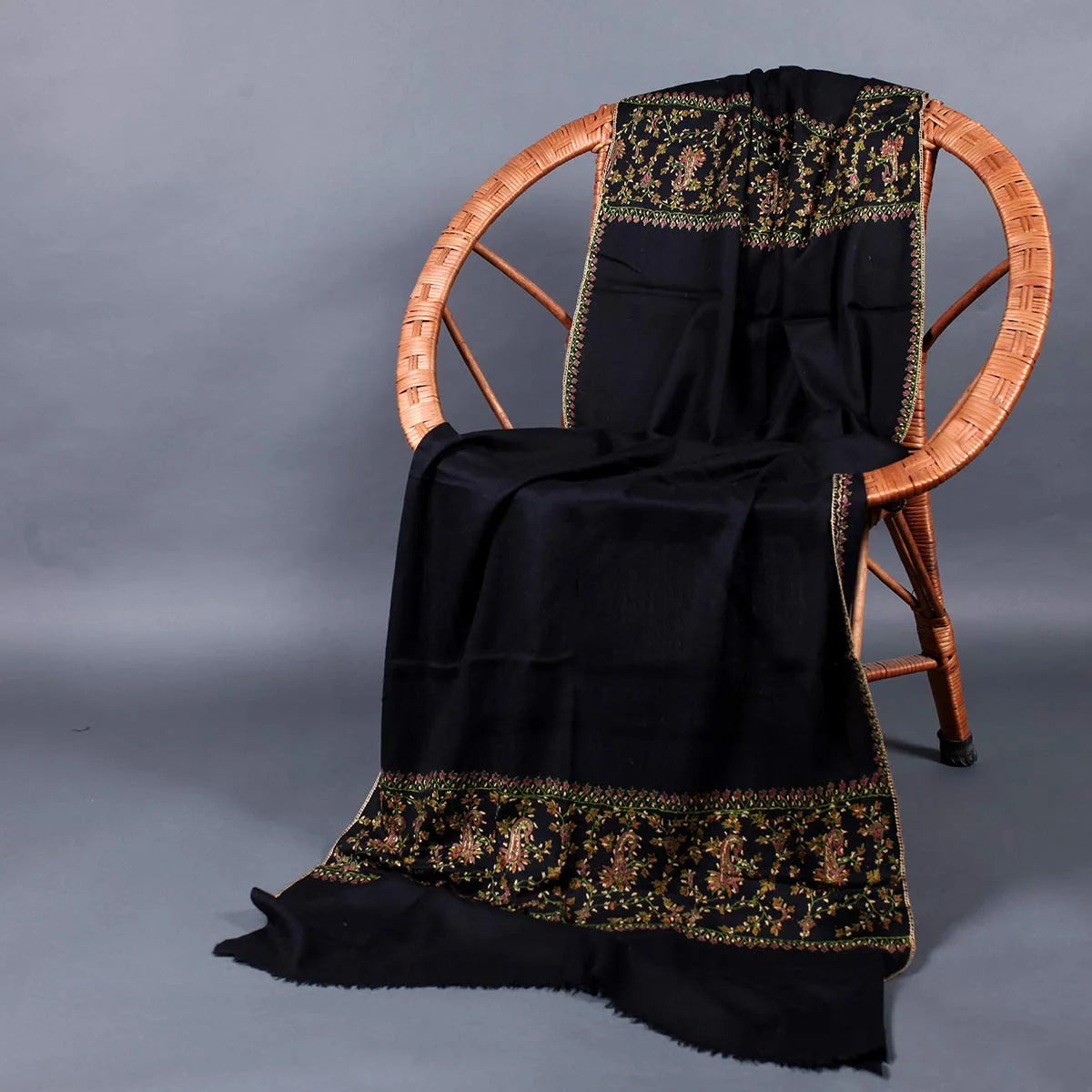 Black Paldar Sozni Embroidered Stole