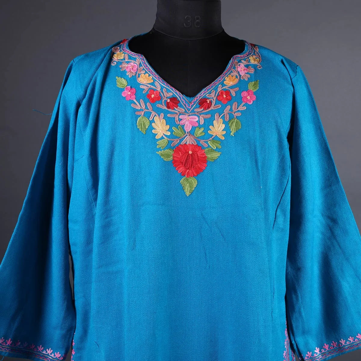 Azure Blue Aari Embroidery Phiran